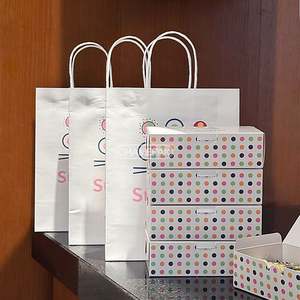 Sacs en papier kraft recyclables personnalisés avec poignée, biodégradables, en papier kraft brun et blanc avec votre propre logo - Product Image 1