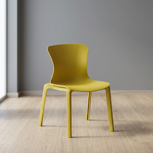 Modern Yellow Plastic Dining <b>Chair</b> with Metal Legs <b>Stackable</b> Minimalist Design for Home Restaurant UPRS 1 Year Warranty - Product Image 3