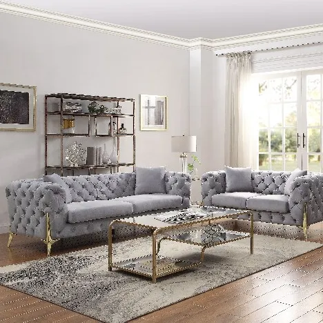 Conjunto de sofás de terciopelo de estilo americano para el hogar, conjunto de muebles de estilo antiguo para vestíbulo de Hotel y sala de estar, combinación clásica