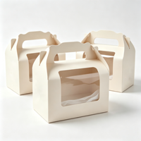 Boîte à poignée unie en carton ondulé doré, format personnalisé, sans impression, pliable, pour pâtisserie, gâteaux, desserts à emporter