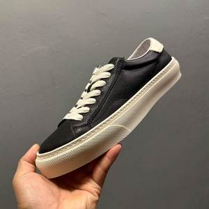 Baskets plateforme en cuir véritable noir à lacets, semelle intermédiaire en caoutchouc amorti, semelle extérieure en caoutchouc, chaussures de marche printemps été hiver - Product Image 1