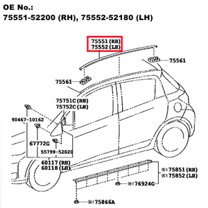 2 ชิ้น/ชุด คิ้วกันน้ำฝน<span class=keywords><strong>หลังคา</strong></span>สำหรับรถยนต์โตโยต้า ยาริส แฮทช์แบ็ค วีทซ์ ปี 2012-2018 - Product Image 2