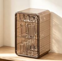 Boîte de rangement transparente anti-poussière pour tasses, verres à vin, thé et vaisselle de cuisine
