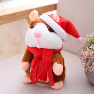 Custom logo christmas Anime Models Talking Hamster Mouse Pet Speak walking Educational Plush electric animal plush Toy Gift kids