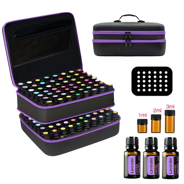 Custom Logo EVA Large Capacity Double Layer 5ml 10ml 15ml Hold 136 Bottles Essential Oil Storage Travel Carry Case Bag for Women