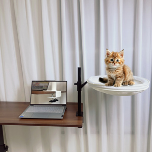 Bureau de nid de <span class=keywords><strong>chat</strong></span> en tissu moderne pour bureau à domicile <span class=keywords><strong>appartement</strong></span> intérieur lit de <span class=keywords><strong>chat</strong></span> de bureau surélevé avec accessoires de perchoir emballés dans du carton - Product Image 1