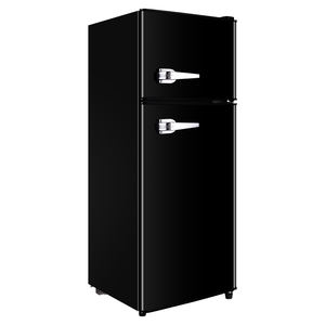 Réfrigérateur rétro <span class=keywords><strong>noir</strong></span> 102L/112L/138L avec poignées appareils électroménagers réfrigérateurs colorés - Product Image 1