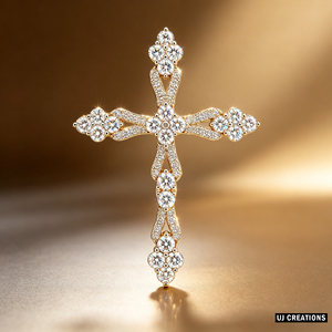 Collier chaîne de pull personnalisé en argent plaqué or 10K/14K/18K avec diamant CVD de laboratoire VS, pendentif croix, cadeau de fiançailles classique - Product Image 2