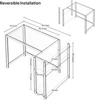 Bureau d'ordinateur en forme de L en acrylique transparent avec étagère de rangement réversible Conception de vision claire durable Coins arrondis lisses