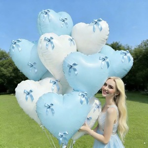 Globo de Aluminio en Forma de Corazón Rosa y Blanco al por Mayor con Lazo Rosa para Decoración de San Valentín, Bodas, Cumpleaños, Baby Shower y Aniversarios - Product Image 3