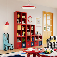 Meuble TV moderne en métal rouge avec étagères réglables pour le salon