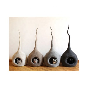 Tempat Tidur Kucing Mewah Ramah Lingkungan Buatan Tangan 100% Wol untuk Kucing Dalam Ruangan - Product Image 1