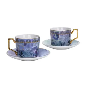 Высококачественные фарфоровые чашки для капучино по индивидуальному заказу, кофейная чашка из костяного фарфора и блюдца, керамическая чайная чашка, кружки с блюдцем в комплекте