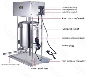 10L 15L 30L Électrique Commercial En Acier Inoxydable Vertical Offre Spéciale <span class=keywords><strong>Saucisse</strong></span> Stuffer Hydraulique <span class=keywords><strong>Saucisse</strong></span> Machine De Remplissage - Product Image 5