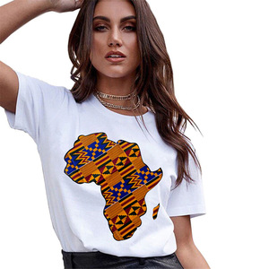 Camisetas con Estampado de Mapa de África Personalizadas, Camisetas Femeninas de Verano Estilo Harajuku, Tops Femeninos, Camiseta Blanca Estampada para Chicas, Ropa de Talla Grande, Camiseta para Chicas - Product Image 3