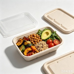 Boîte à emporter rectangulaire en fibre moulée jetable de 650 ml pour hamburgers, emballage pour repas prêts à manger et plats à emporter - Product Image 3