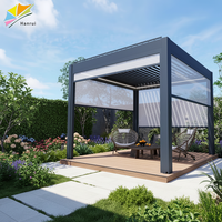 Maßgefertigte Einziehbare Aluminium-Lamellenüberdachung für Dachterrassen und Gärten - Komplettes Set Markise und Pergola