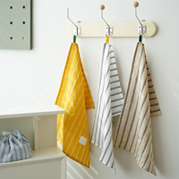Essuie-tout de cuisine en coton et lin rayé, doux, absorbant, réutilisable, sans peluches, avec boucle de suspension pour le nettoyage domestique