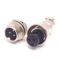 Conector Circular Aviator GX12 de 3 Pines, Enchufe Hembra y Conector Macho para Panel