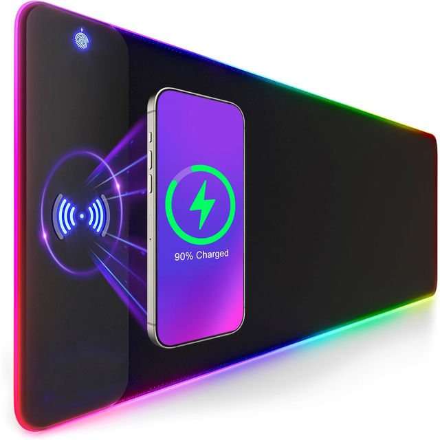 Large 80*30cm RGB Wireless Charging Gaming Mousepad with LED 7 Light Modes Water Resistant & Scratch Proof in Stock