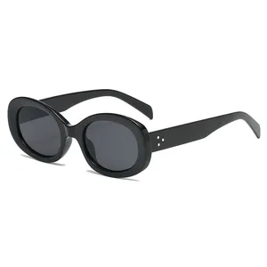 Klassische Vintage 2021 schwarze Sonnenbrille Oval Fashion Damen UV400 Shades Sonnenbrille Frauen Kleine Retro Bunte Kunststoff