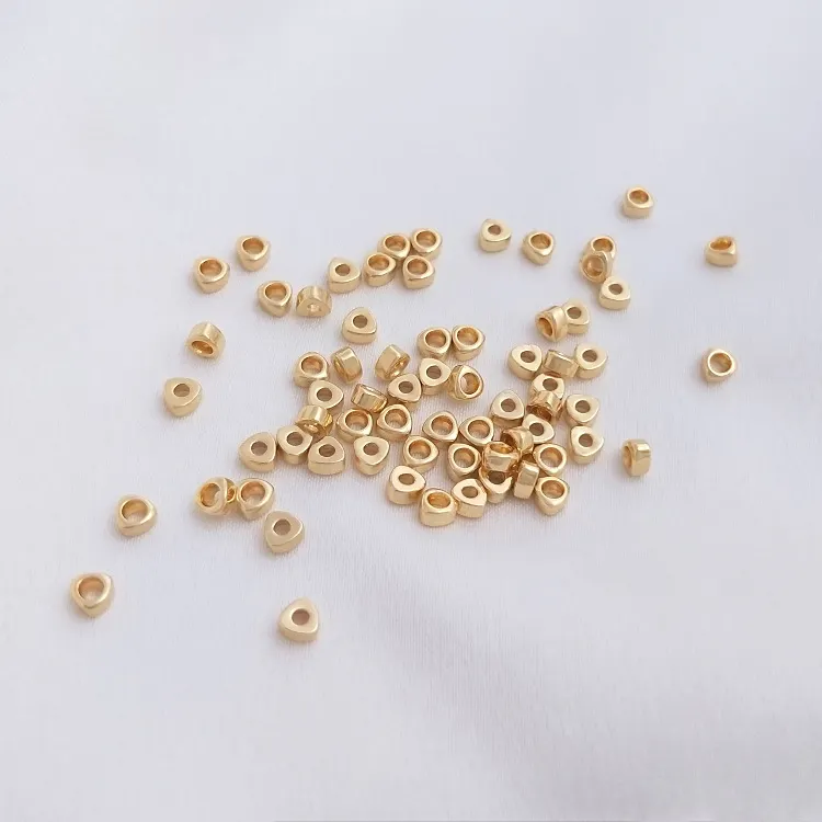 High Quality Jewellery Accessories Copper Plated Real Gold Loose Beads Triangular Spacer DIY Bracelet Hand Beaded Accessories