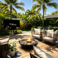 Table de feu circulaire élégante VALSE au bioéthanol pour extérieur – Décoration de terrasse haut de gamme, foyer à alcool pour patio et jardin