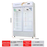 Réfrigérateur-congélateur vitré à double température avec refroidissement par air, sans givre et 2 portes, pour usage domestique ou commercial