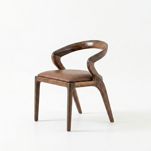 Chaise de salle à manger moderne de luxe en bois massif avec siège et accoudoirs rembourrés pour la maison et la restauration - Product Image 1