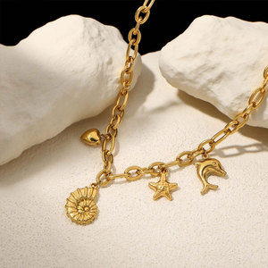 Collares de Moda Hawaiana de Verano, Joyería de Acero Inoxidable 316L, Collar de Concha Marina Chapado en Oro de 14k y 18k para Mujer - Product Image 3