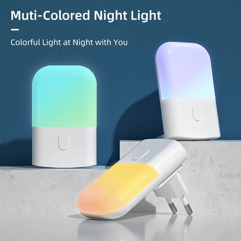 Sensor de movimiento regulable para habitación de bebé, luz LED nocturna RGB con enchufe, para la noche del atardecer al amanecer, gran oferta