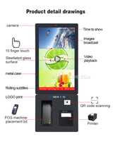 24 Zoll Wandmontage Android Win 10 Pro System Ticketdrucker QR-Code-Scanner NFC-Kartenleser Fast Food Selbstbedienungs-Kiosk