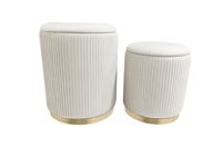 Bailey Furniture Pouf de rangement rond en velours en bois avec base dorée de 3.8cm Lot de 2 poufs pour salon