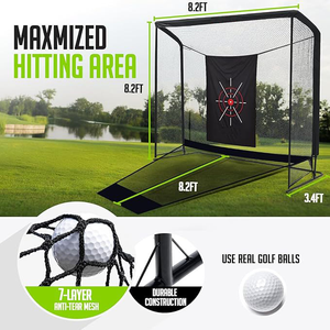 Filet de golf portable 8x8 pieds, cage d'entraînement avec cadre en acier robuste et 2 barrières latérales pour l'entraînement au swing dans la cour - Product Image 2