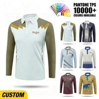 Polo à manches longues pour homme, personnalisé OEM ODM, sublimation, motif chevron, impression intégrale, pour vêtements de sport