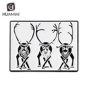 कस्टम काले धातु तामचीनी सफेद लोगो हिरण पशु वर्ग फ्रिज चुंबक स्मारिका - Product Image 3