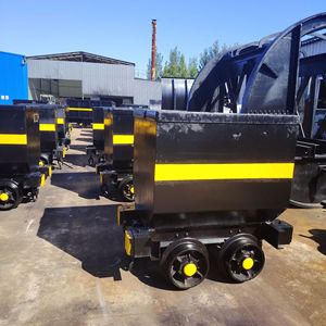 Fixed Steel Mine Material Cart Four-Wheel Yellow Powder Coated Durable Industrial <b>Transport</b> Cart - Product Image 1
