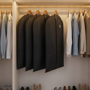 5 housses de vêtements respirantes de 39 pouces avec fermeture éclair intégrale et fenêtre transparente, noires, pour suspendre les costumes, usage domestique - Product Image 2