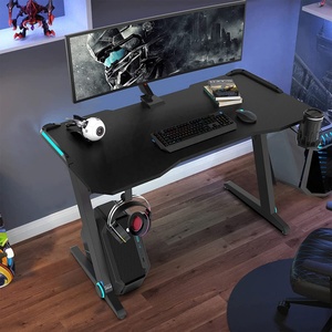 <strong>UK</strong> Hot Z Shaped Gamer <strong>Desk</strong> Pc <strong>Computer</strong> Gaming <strong>Desks</strong> Pc Table <strong>Computer</strong> <strong>Desk</strong> with LED Lights with Cup Holder and Headphone Hook - Product Image 2