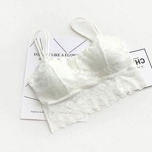 K470 Women's Halter Neck Sweet Short Front Logo Floral Sexy Chest Padded Breathable Tank <b>Tops</b> with Lace Bralette for Fitness - Product Image 4