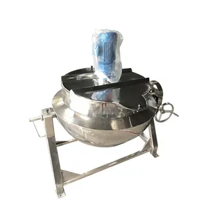 100-1000L manual tilting cooking kettle with agitator stainless steel jacketed kettle