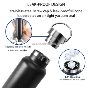 Borraccia sportiva in metallo con Logo personalizzato con coperchio in paglia a bocca larga in acciaio inossidabile a doppia parete bottiglia d'acqua isolata - Product Image 2