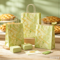 Sacs en papier personnalisés pour boulangerie, sacs de courses, adaptés aux cafés, aux pâtisseries et aux boulangeries, avec un motif pomme verte