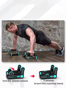 Workout Roller Multiple Function <strong>Exercise</strong> <strong>Trainer</strong> Foldable Push up Stand Fitness Ab Wheels Roller Pushup Handles - Product Image 5