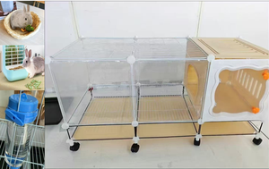 Cage à lapin transparente moderne et durable <span class=keywords><strong>pour</strong></span> l'intérieur, toutes saisons, <span class=keywords><strong>avec</strong></span> bac à litière intégré et <span class=keywords><strong>tiroir</strong></span> à déchets facile à nettoyer - Product Image 6