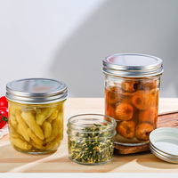 JM OEM Vente en Gros Bocal Mason Personnalisé pour Condiments 4oz 8oz 12oz, Pot en Verre Transparent Gallon avec Couvercles