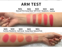 Blush en stick double embout personnalisé à marque privée, 5 couleurs, tube blanc, haute pigmentation, longue tenue, naturel, avec pinceau