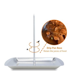 Stainless Steel Square Screw Vertical Skewer Grill <b>Rack</b> 9in 8in Tray With Brush And Gloves For Cooking <b>BBQ</b> Tools - Product Image 3