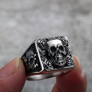 Stainless Steel Punk <b>Ring</b> Skeleton Design Halloween Hip Hop Jewelry - Product Image 4