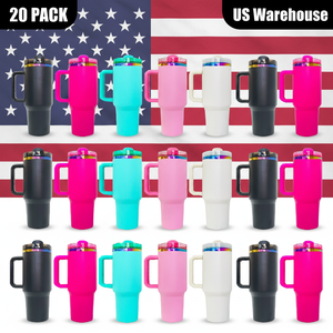 Confezione da 20 Tumbler H2.0 da 30oz in Acciaio Inox a Doppia Parete, Rivestimento in Polvere Multicolore Arcobaleno, per Incisione Laser, Spedizione dagli Stati Uniti - Product Image 2